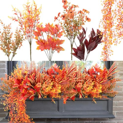 15 Bundles Artificial Plants Fall Greenery Outdoor Decor
