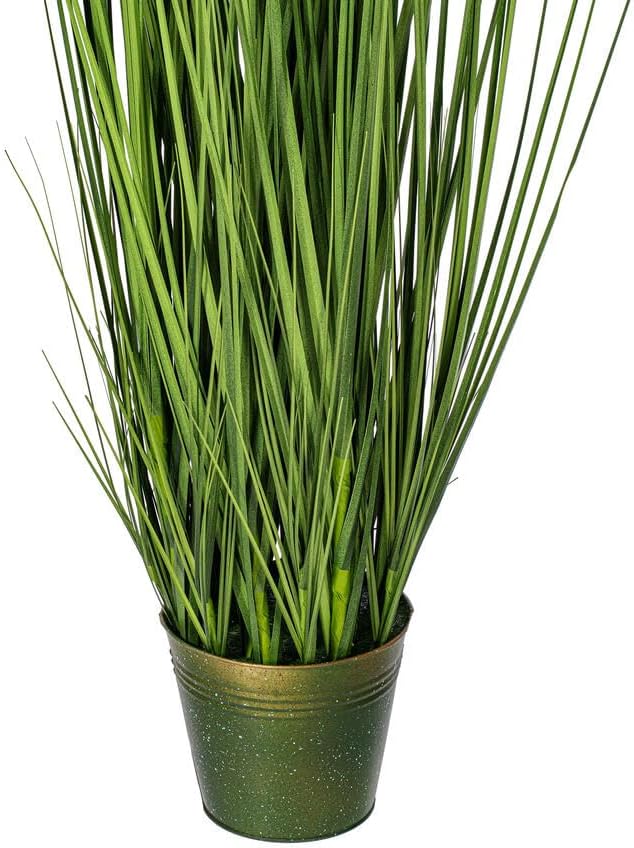 Vickerman 60 Inch Artificial Green Grass with Iron Pot Decor