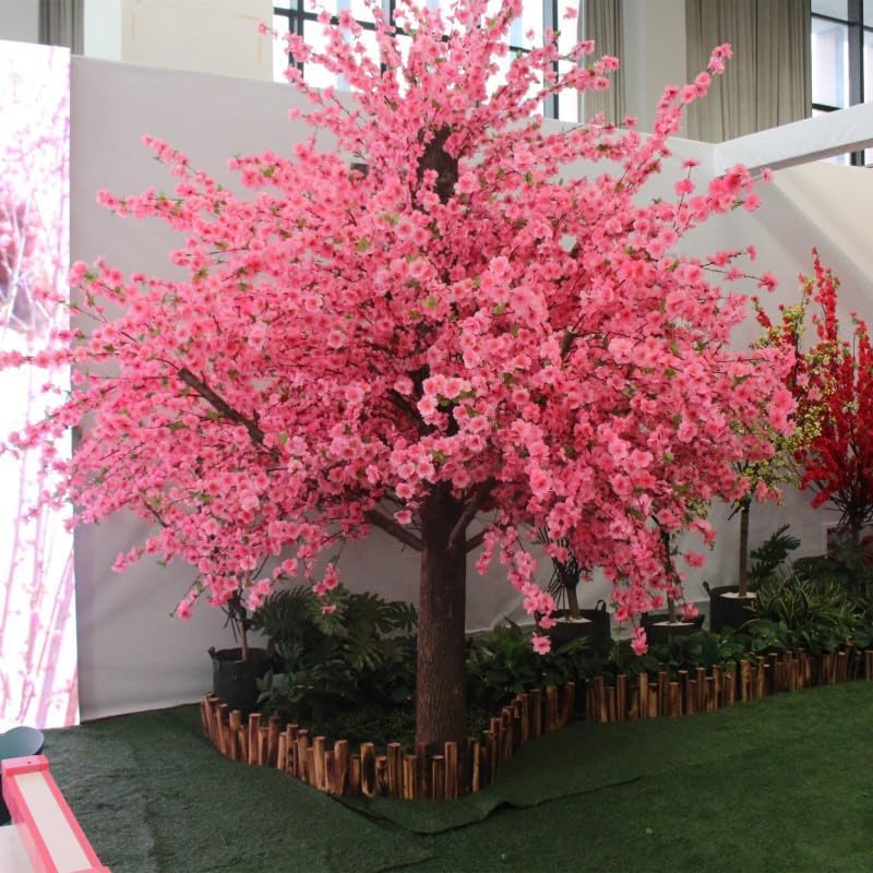 TBJEN Simulation Peach Blossom Tree - Durable Artificial Flower Bonsai