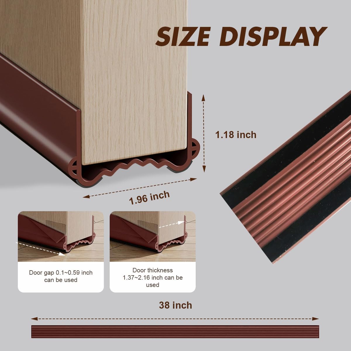 Door Bottom Seal Wind Noise Barrier 38 Inch Adjustable