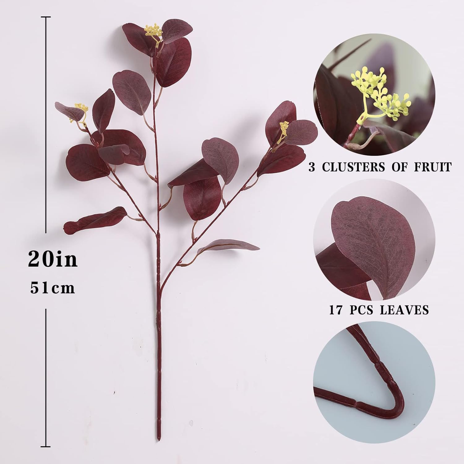 Rosscer 12Pcs Artificial Eucalyptus Stems with Berries