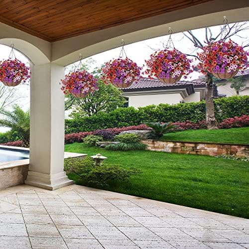 Artificial Hanging Flowers with Basket for Spring Garden Decor