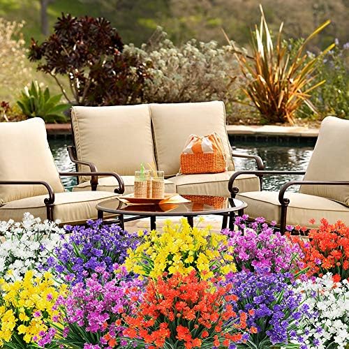 8 Bundles Artificial Fake Flowers UV Resistant Red