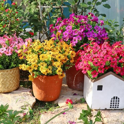 Kingsboomy 16 Bundle Artificial Flowers for Outdoor Decor