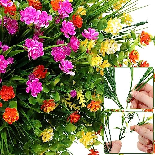 Tigeen 36 Bundle Artificial Flowers for Outdoor Decor