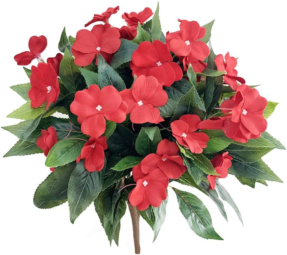 Lopkey Artificial Impatiens Bouquet for Home Decor and Garden