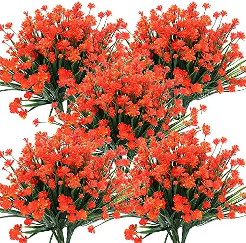KLEMOO Artificial Flowers 8 Bundles UV Resistant Decor