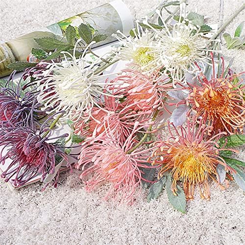 Flocked Artificial Flowers with Pots in Grey and Gold