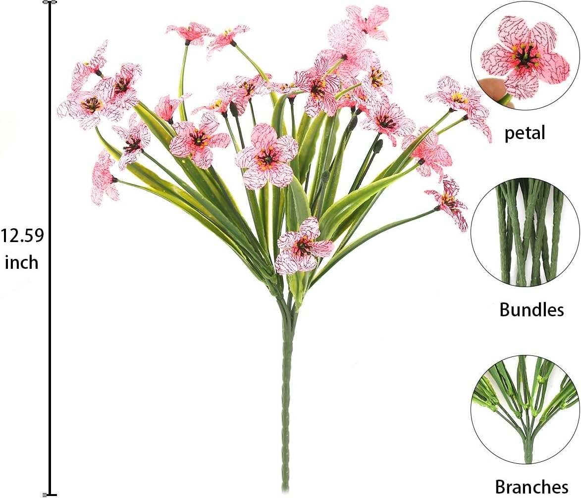 UV Resistant Artificial Flowers 12 Bunches Pink