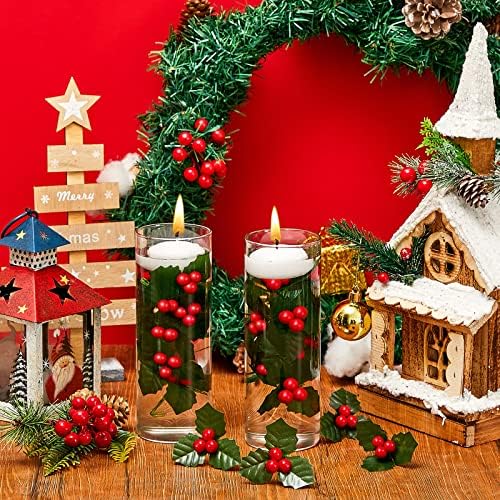 100pcs Christmas Holly Berries for Wreath and Centerpieces