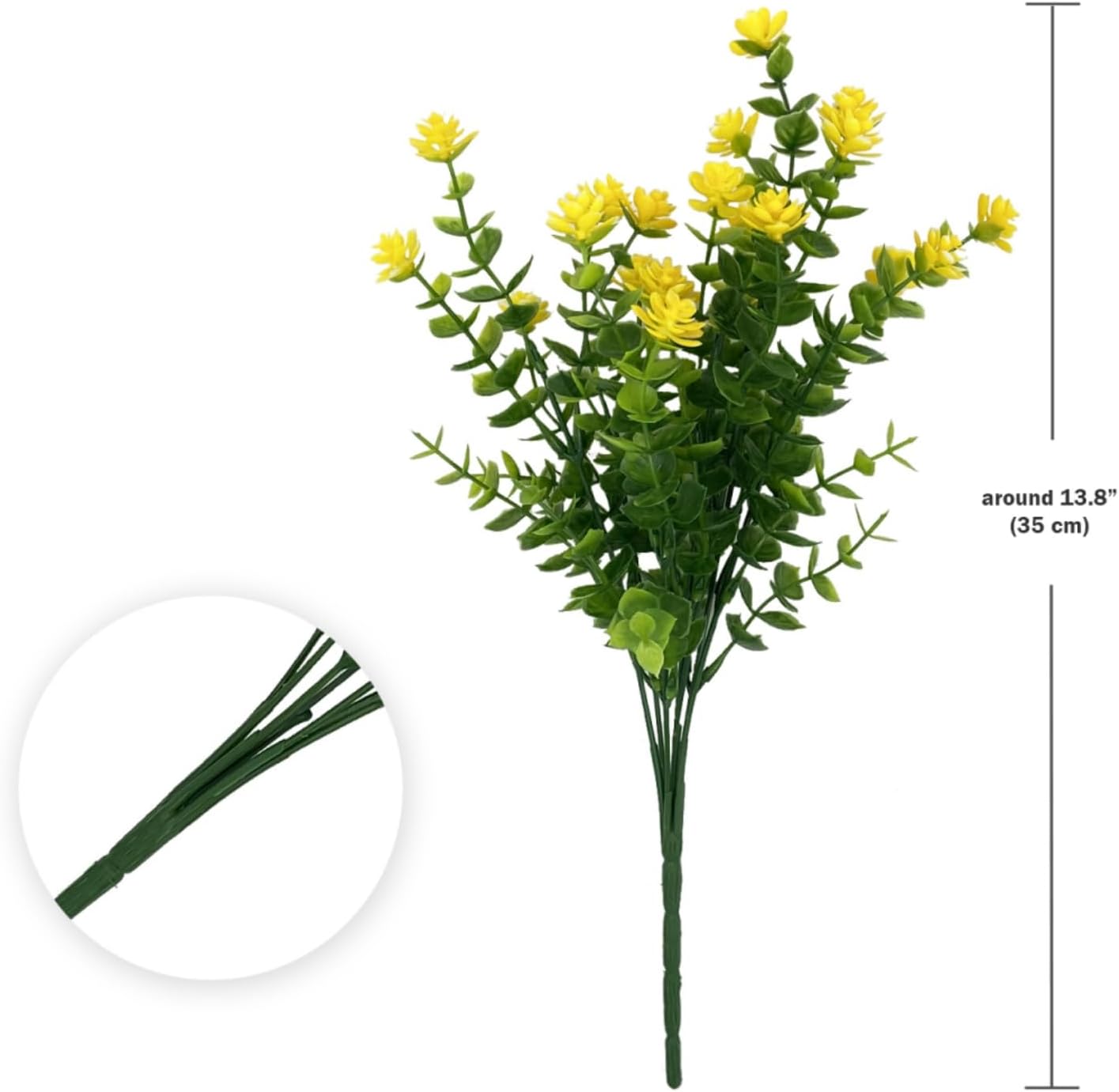 6 Bundles Artificial Fall Flowers Yellow UV Resistant