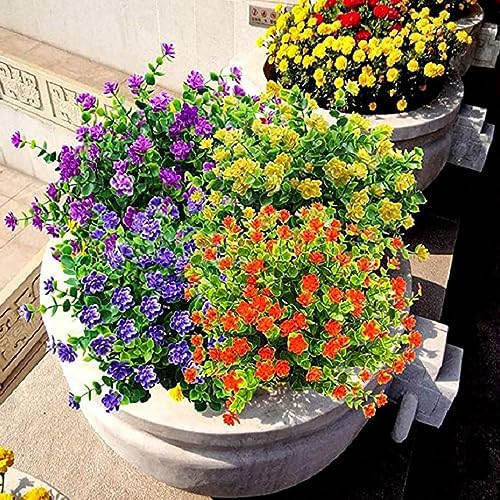 6 Bundles Artificial Fall Flowers Yellow UV Resistant