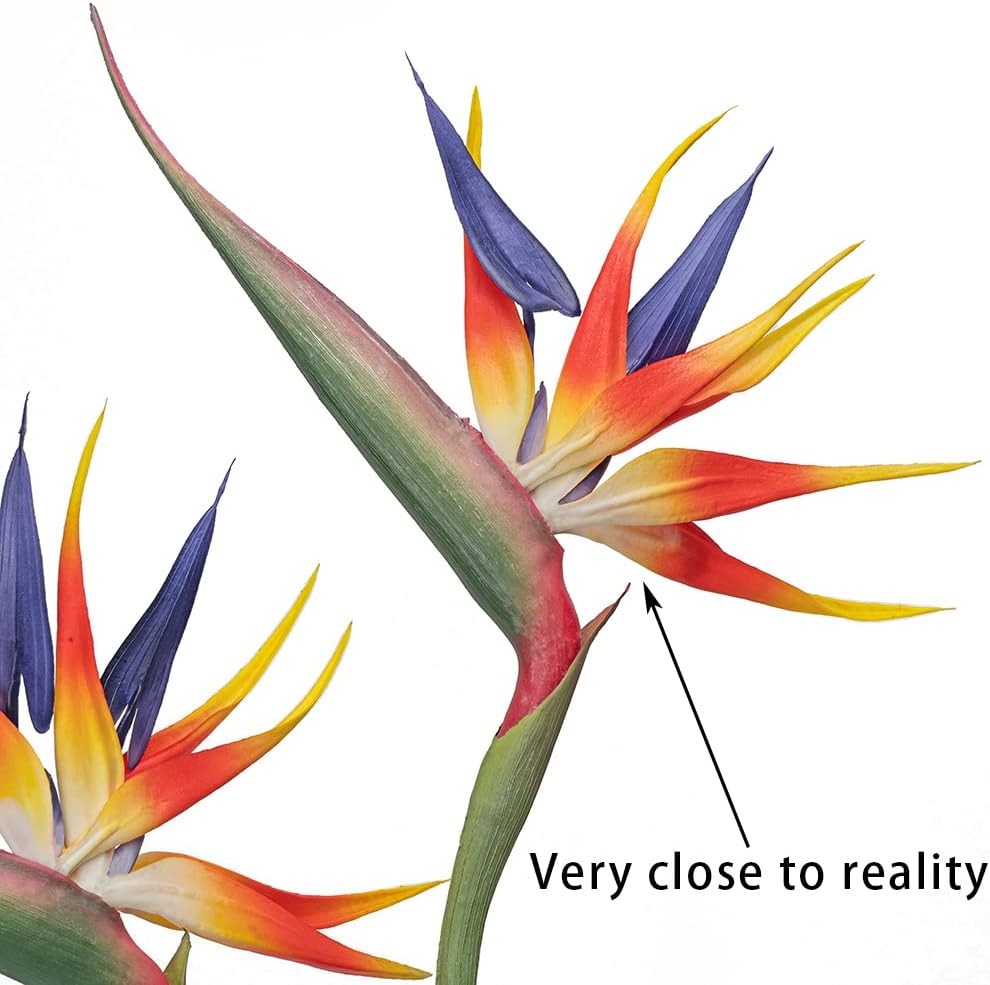 Duyone Artificial Flowers Bird of Paradise 37 Inch 2Pcs