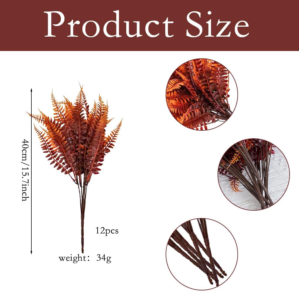FineInno 12 Pcs Artificial Boston Ferns for Garden Decor