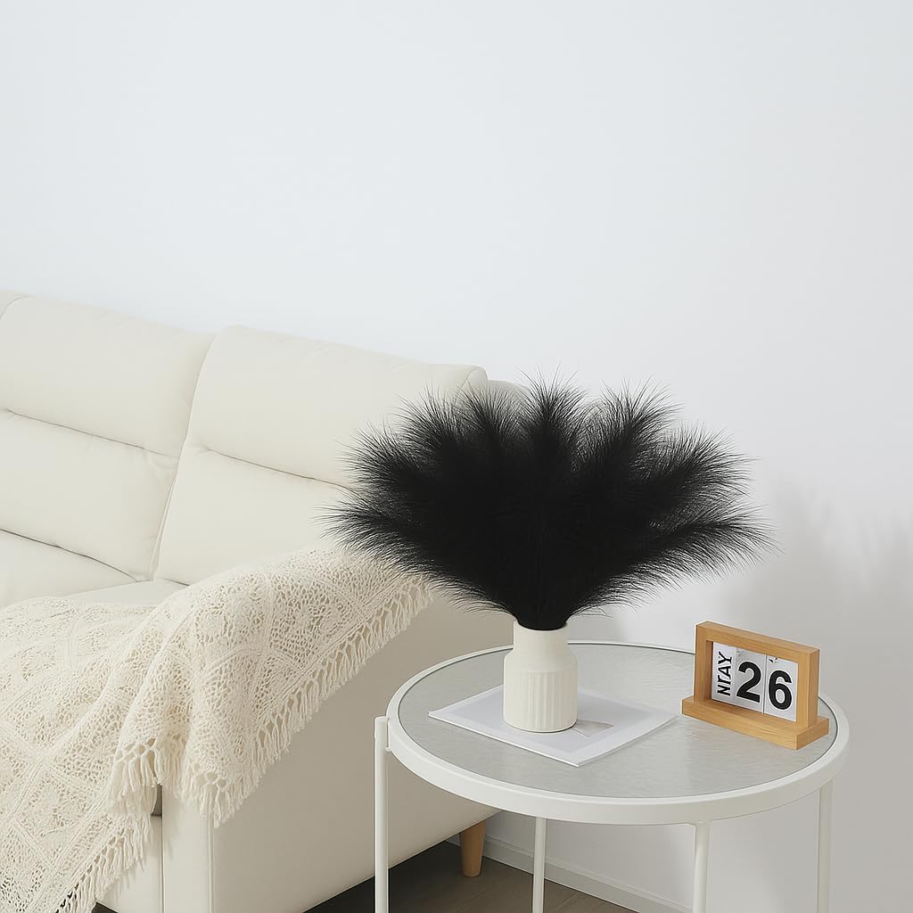 U-LIAN 36PCS Black Artificial Pampas Grass 17 Inch Decor