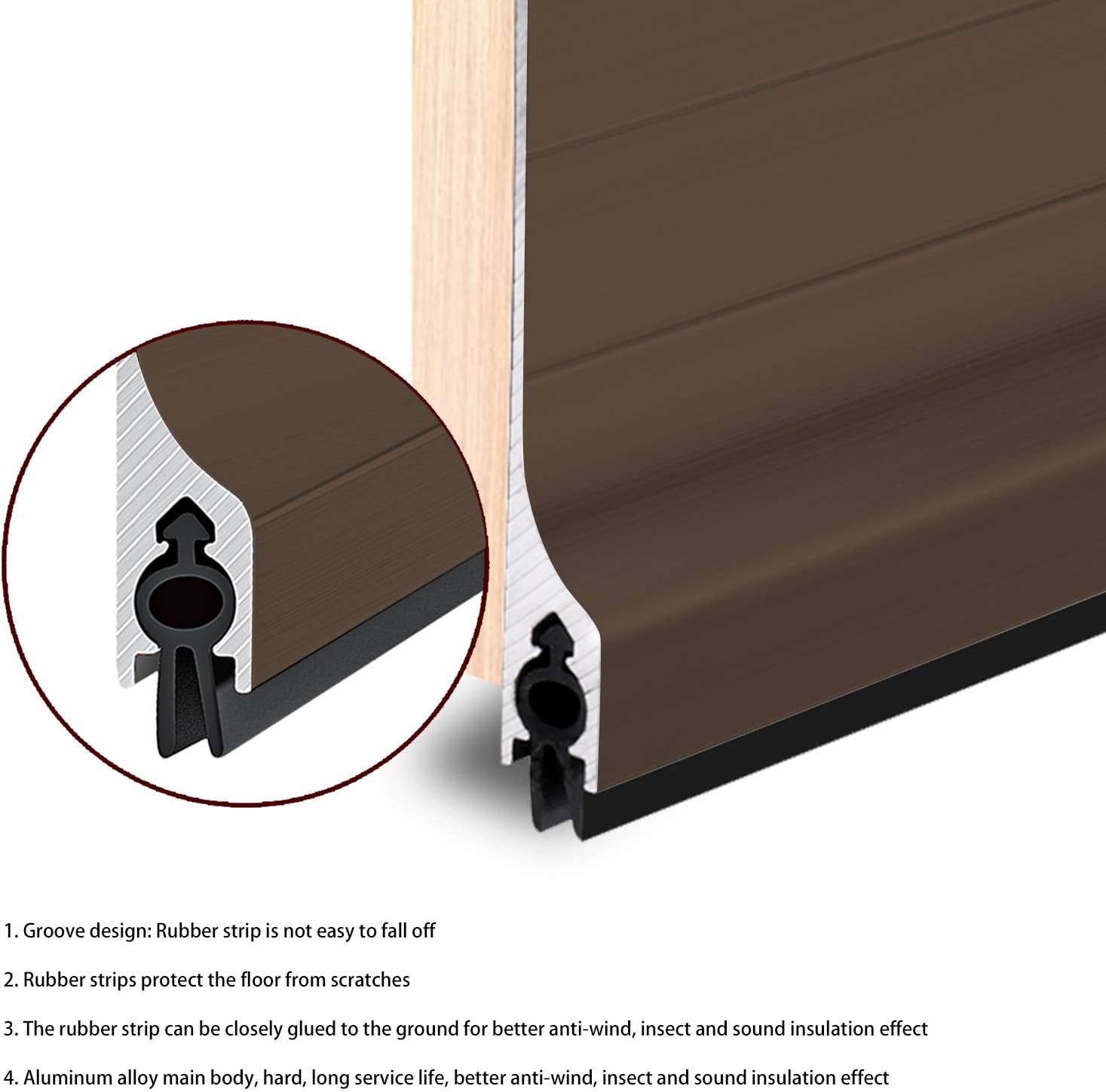 42 Inch Door Draft Stopper with Aluminum Seal