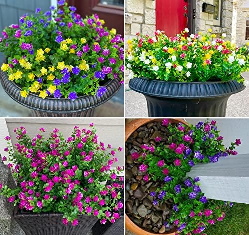 16 Bundle Artificial Flowers Lifelike UV Resistant Decor Set