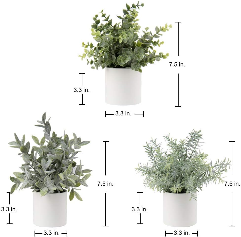 Briful Mini Fake Plants Set of 3 Artificial Greenery