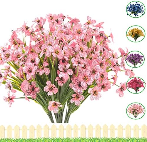 UV Resistant Artificial Flowers 12 Bunches Pink