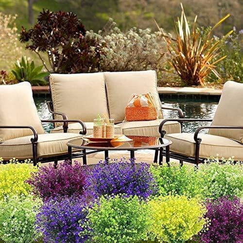 8 Pack Artificial Bell Willow Shrubs UV Resistant Fake Plants