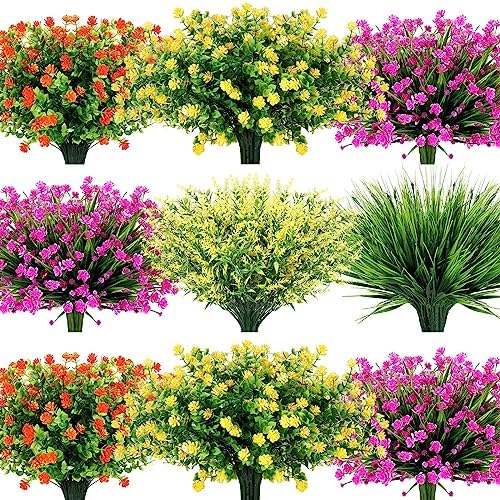 Tigeen 36 Bundle Artificial Flowers for Outdoor Decor