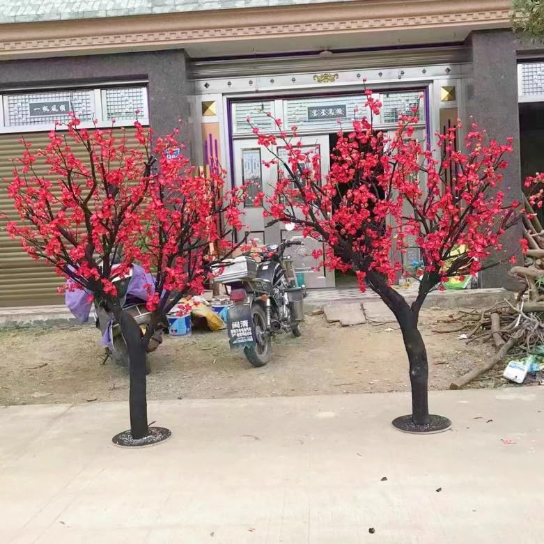 Red Silk Artificial Plum Blossom Flowers 1mx08m
