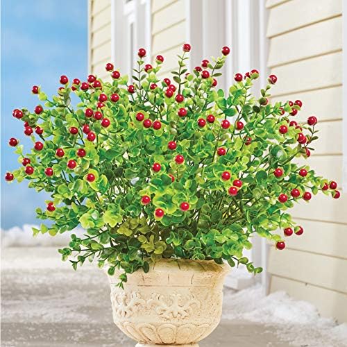 Collections Etc Winter Boxwood with Red Berries Set of 3