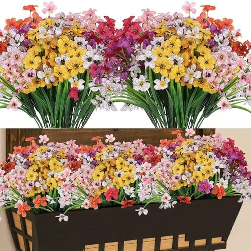 12 Bundle Artificial Flowers for Outdoor Decor