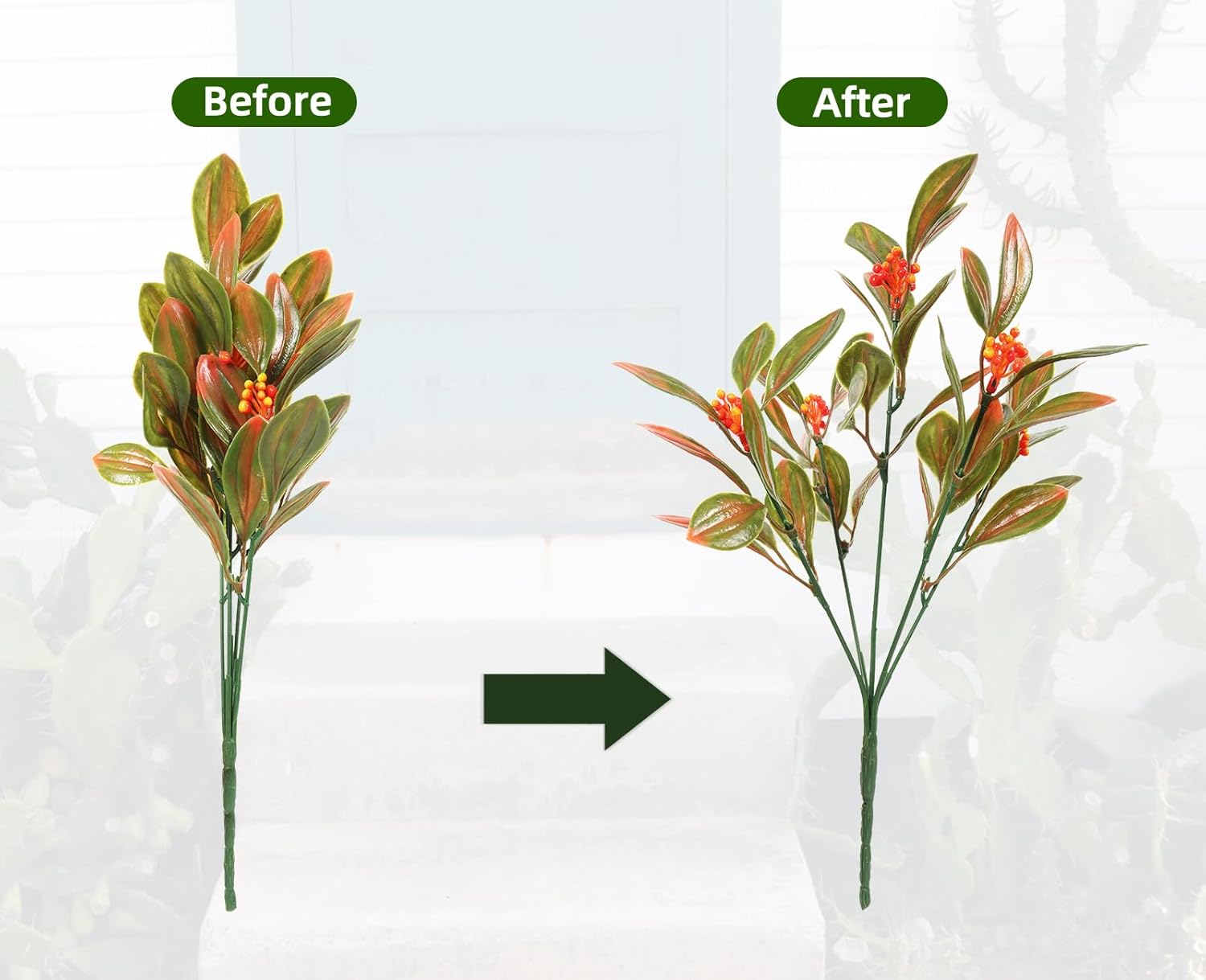RECUTMS Artificial Mums for Outdoor Fall Vase Filler 10 Pack Tangerine