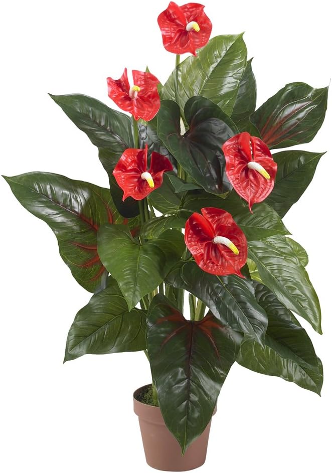 Nearly Natural 3ft Anthurium Artificial Flower Red