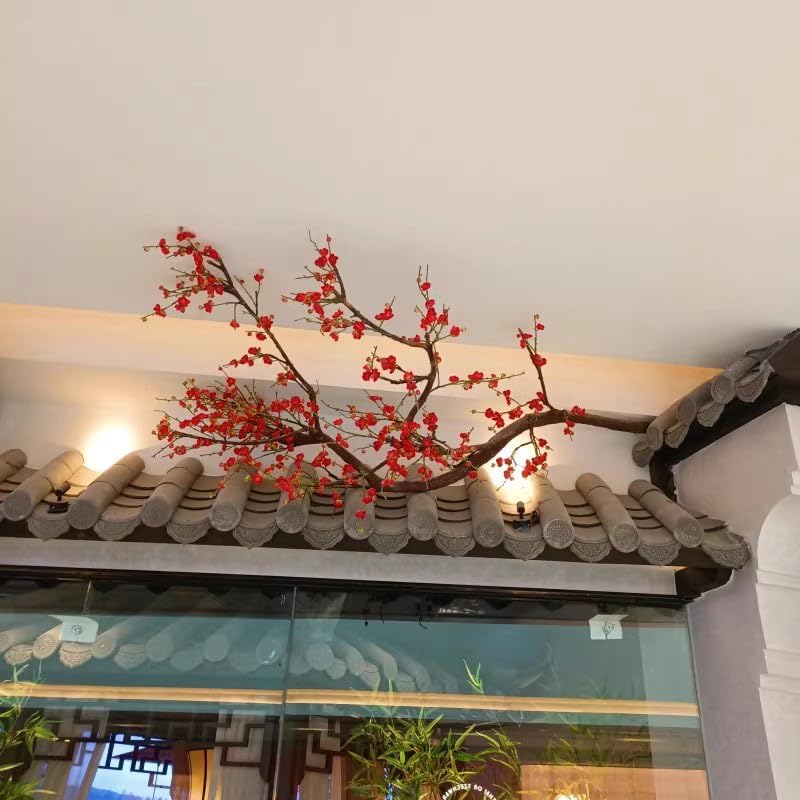 Red Silk Artificial Plum Blossom Flowers 1mx08m