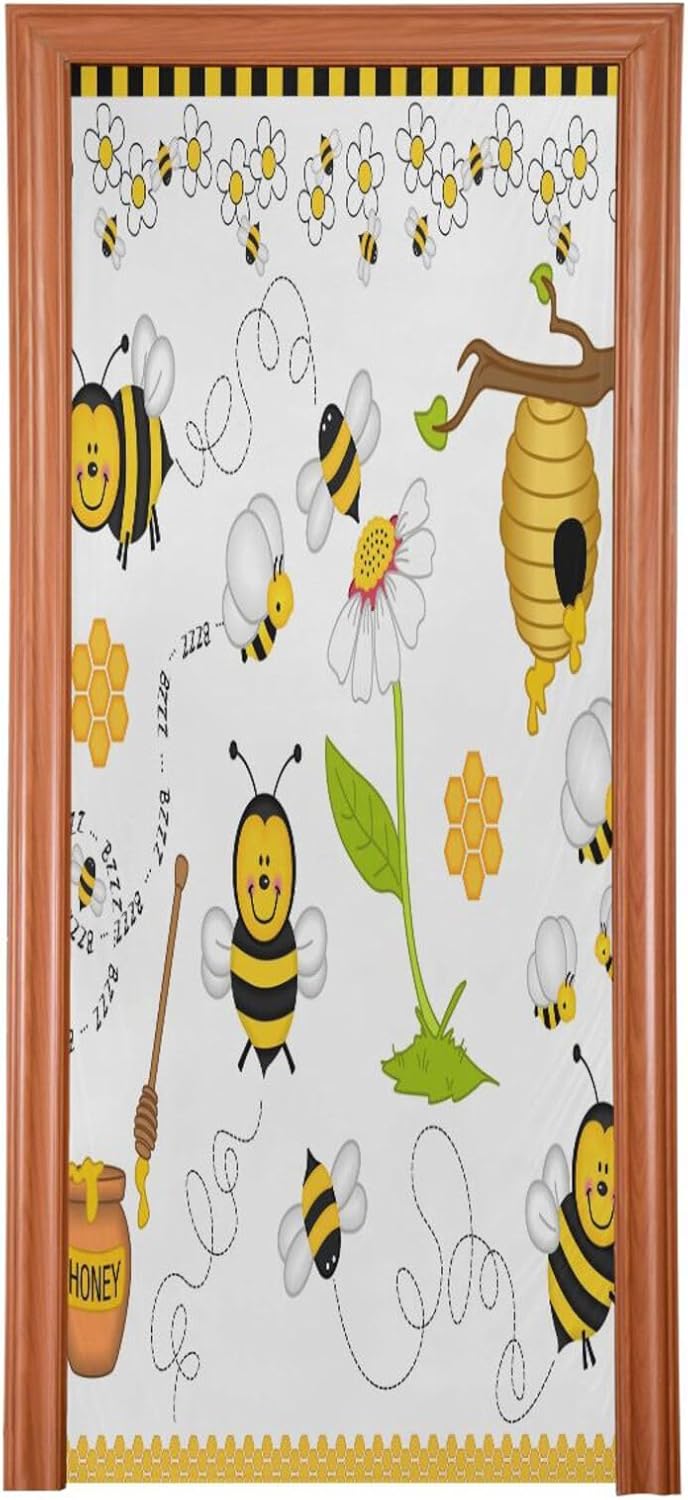 Susiyo Bees Flowers Halloween Door Cover 32x79 Inch