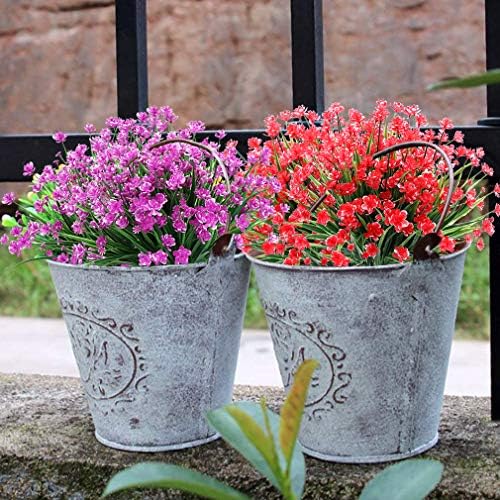 8 Bundles Artificial Fake Flowers UV Resistant Red