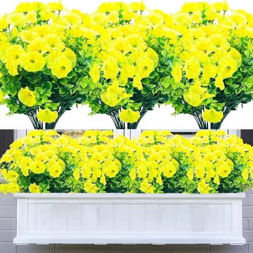 DRT DERUITAI UV Resistant Artificial Yellow Flowers 20 Bundles