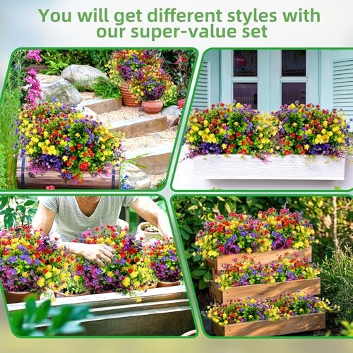 24 Bundles Artificial Flowers for Outdoor Decor 1