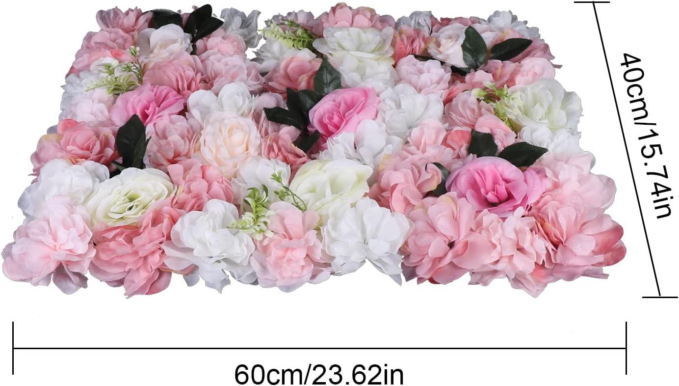12Pcs Pink White Rose Wall Panel 3D Decor
