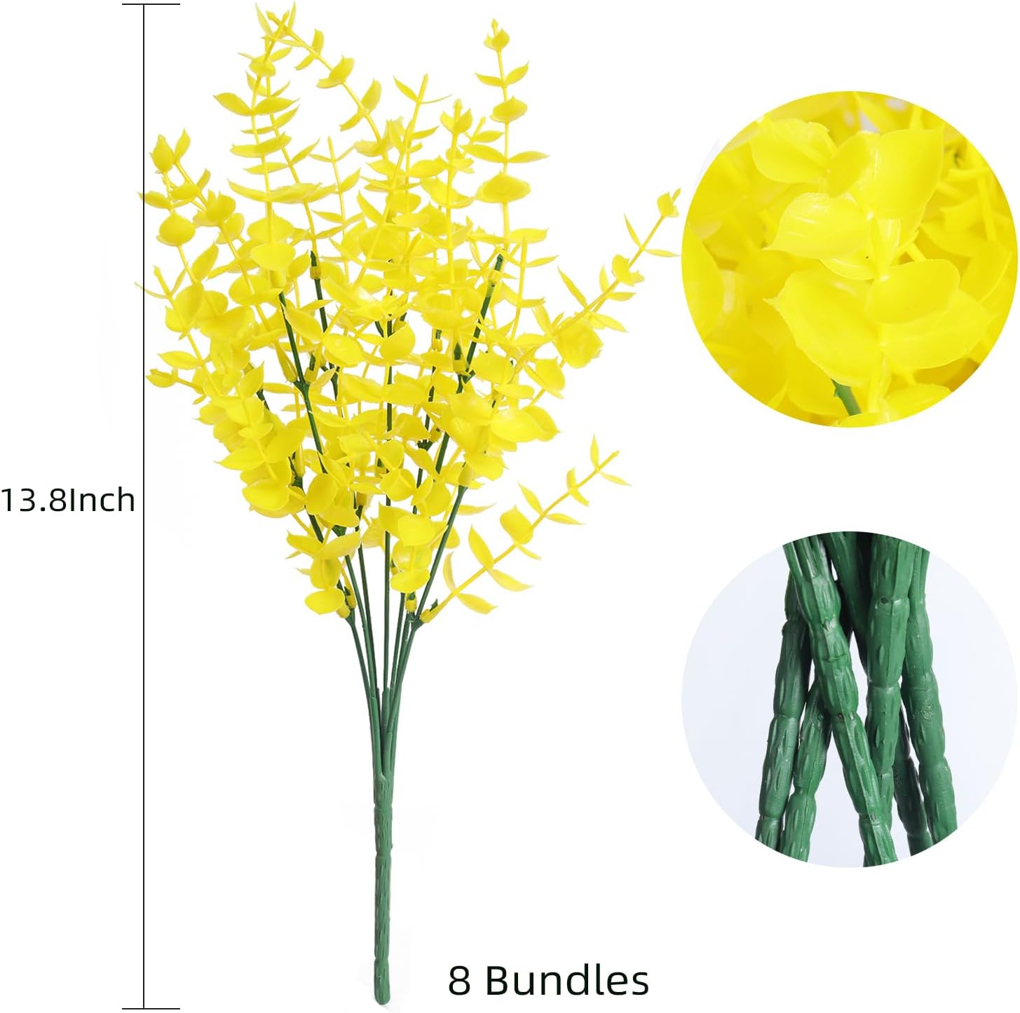 RECUTMS Artificial Flowers 8 Bundles UV Resistant Faux Plants