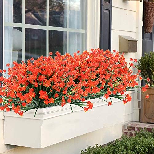 KLEMOO Artificial Flowers 8 Bundles UV Resistant Decor