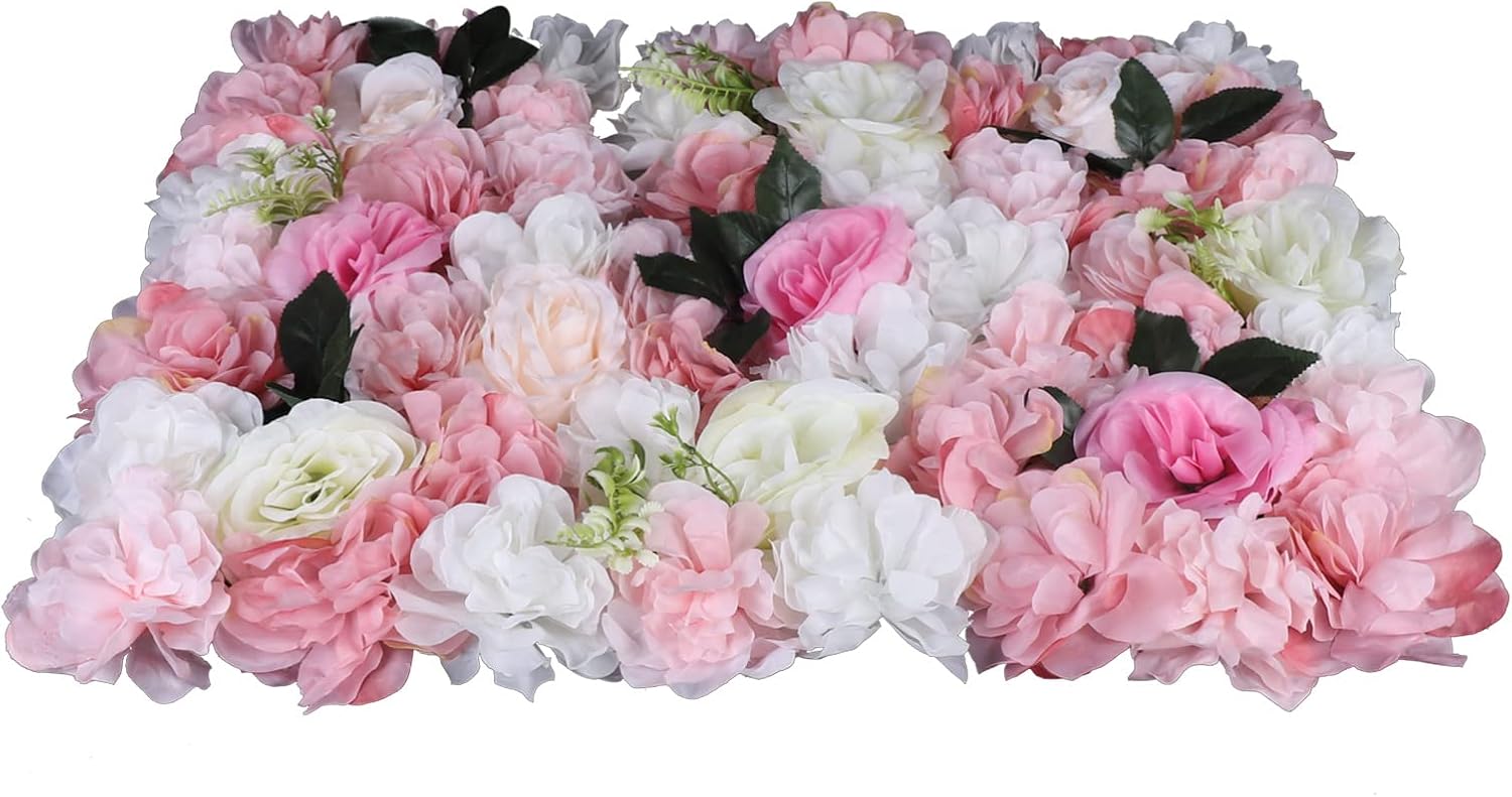 12Pcs Pink White Rose Wall Panel 3D Decor
