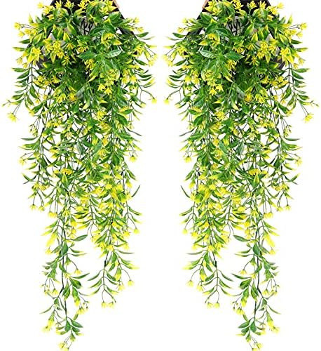 Yellow Artificial Hanging Vine Flowers Decor 4 Pack