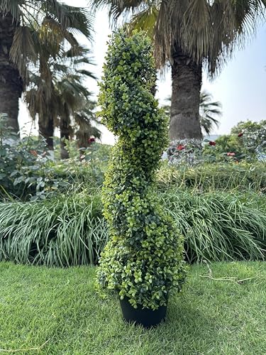3FT Artificial Boxwood Topiary Tree Spiral Plants 2 Pack