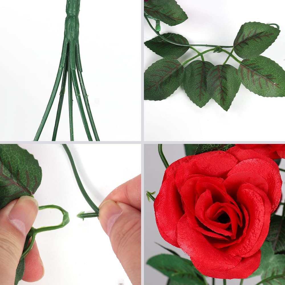 RECUTMS Artificial Hanging Rose with Realistic Fern Leaves