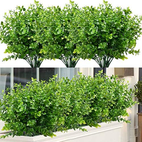 ArtBloom 12 Bundles UV Resistant Artificial Boxwood Flowers