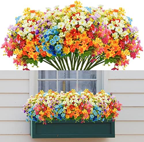 Agusbagli Artificial Flowers Outdoor 12Pcs Daisy Shrub UV Resistant Fake Flowers