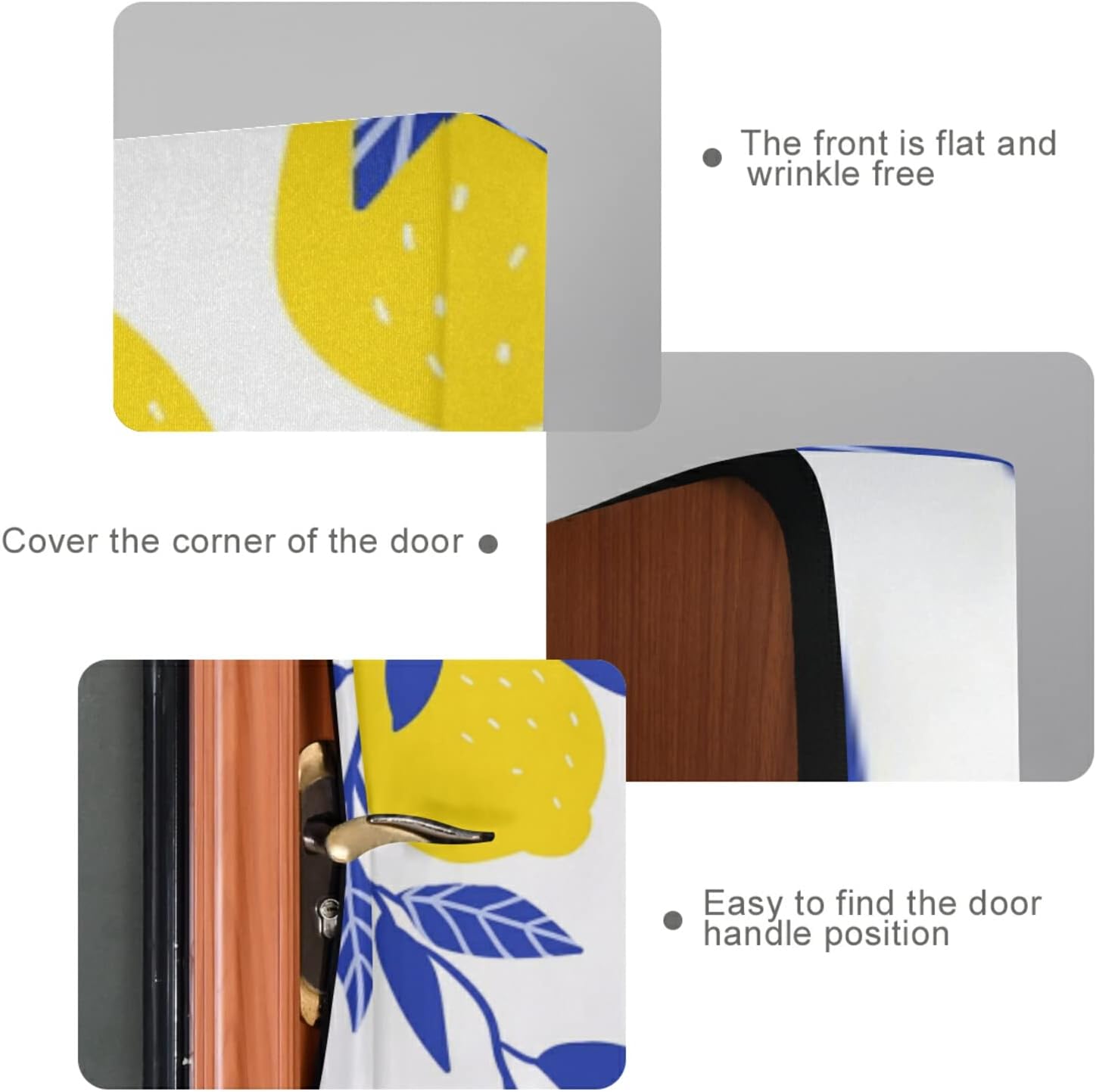 Poeticcity Tropical Yellow Lemons Blue Leaves Door Cover 36x98 Inches