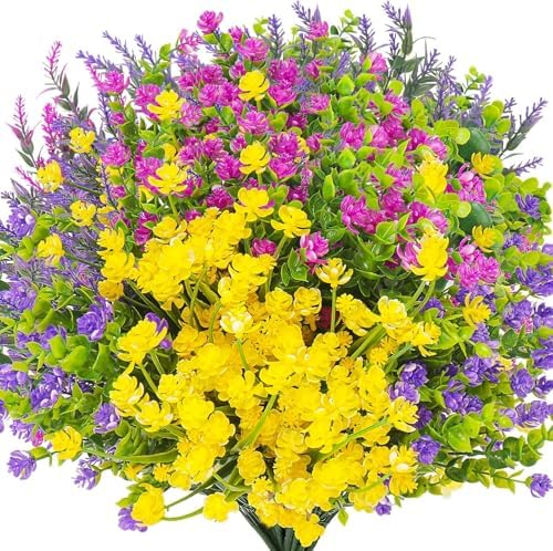 20 Bundles Artificial Flowers for Outdoor Decor
