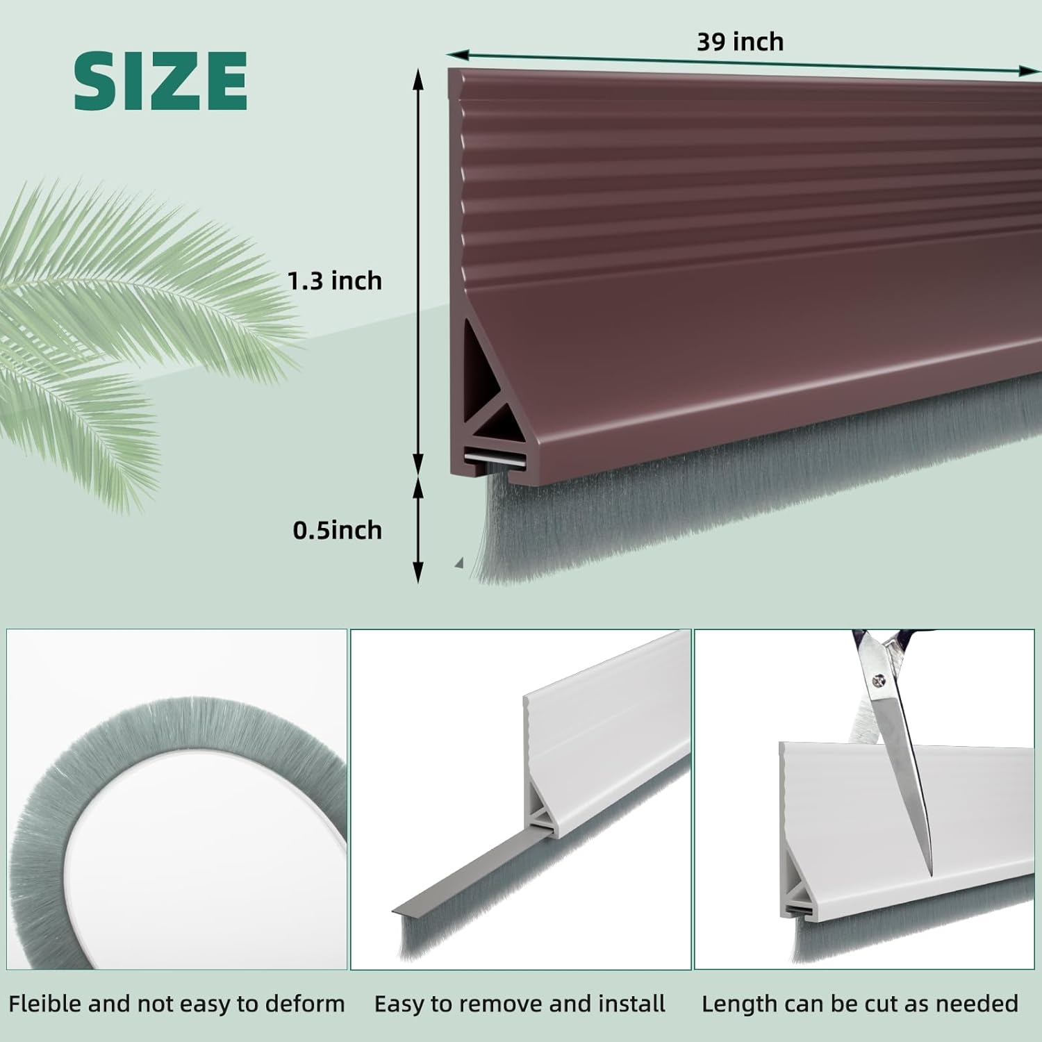 Vannesse Door Draft Stopper with Brush 2 Pack