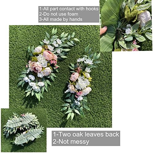 Wedding Arch Flowers 2pcs Artificial Eucalyptus and Peony Decor Set