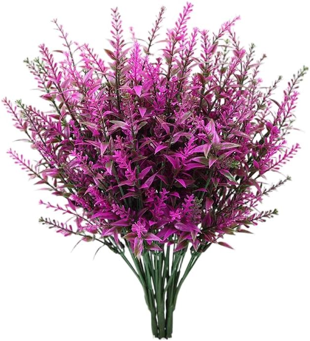Fuchsia Lavender Faux Plants 8 Bundles UV Resistant Artificial Flowers