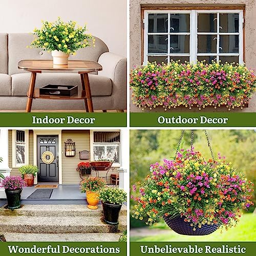Tigeen 36 Bundle Artificial Flowers for Outdoor Decor